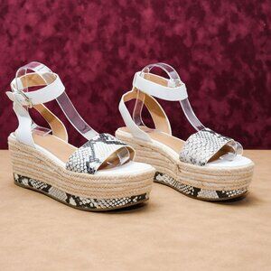 Marc Fisher Women Gigli Snake Print Leather Platform Espadrilles sandals sz 8.5